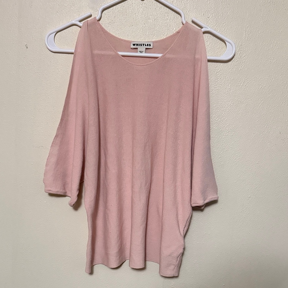 Whistles Y2K Blush Pink Cold Shoulder Top - Small